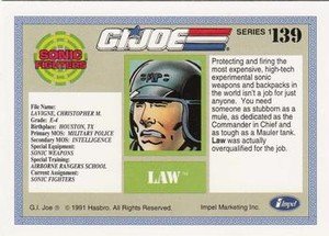 Impel G.I. Joe Series 1 Base Card 139 Law