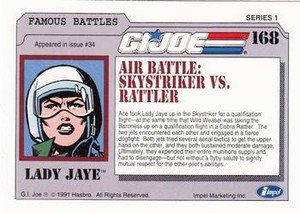 Impel G.I. Joe Series 1 Base Card 168 Air Battle: Skystriker vs. Rattler