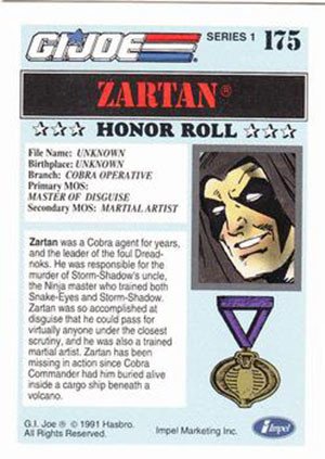 Impel G.I. Joe Series 1 Base Card 175 Zartan