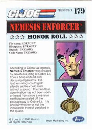 Impel G.I. Joe Series 1 Base Card 179 Nemesis Enforcer