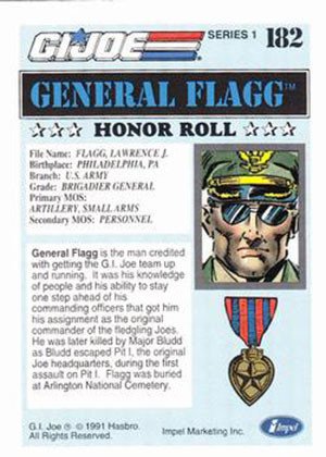 Impel G.I. Joe Series 1 Base Card 182 General Flagg
