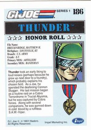 Impel G.I. Joe Series 1 Base Card 186 Thunder