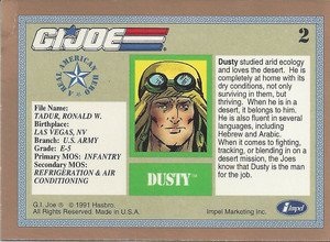 Impel G.I. Joe: Gold Border Hall of Fame Base Card 2 Dusty