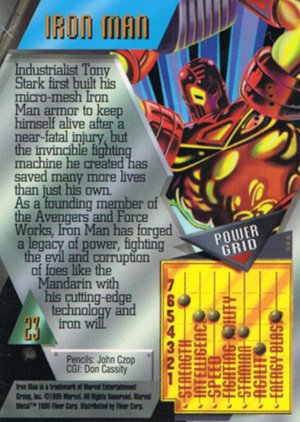 Fleer Marvel Metal Base Card 23 Iron Man