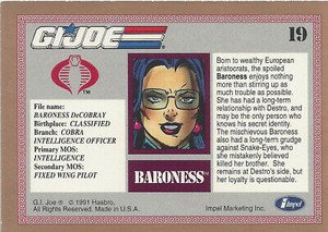 Impel G.I. Joe: Gold Border Hall of Fame Base Card 19 Baroness
