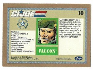Impel G.I. Joe: Gold Border Hall of Fame Base Card 10 Falcon