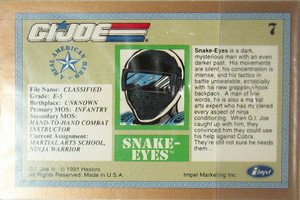 Impel G.I. Joe: Gold Border Hall of Fame Base Card 7 Snake-Eyes