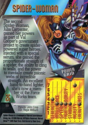 Fleer Marvel Metal Base Card 26 Spider-Woman