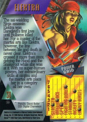 Fleer Marvel Metal Base Card 30 Elektra