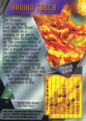 Fleer Marvel Metal Base Card 32 Human Torch