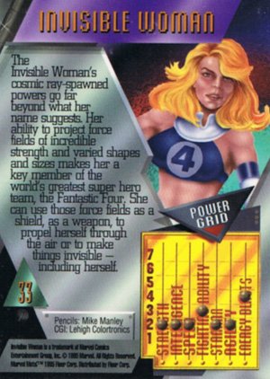 Fleer Marvel Metal Base Card 33 Invisible Woman
