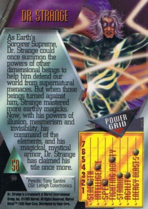 Fleer Marvel Metal Base Card 58 Dr. Strange