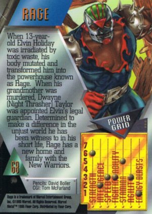 Fleer Marvel Metal Base Card 68 Rage