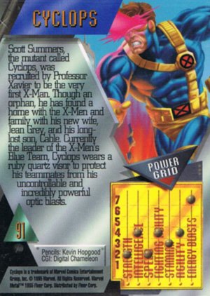 Fleer Marvel Metal Base Card 91 Cyclops