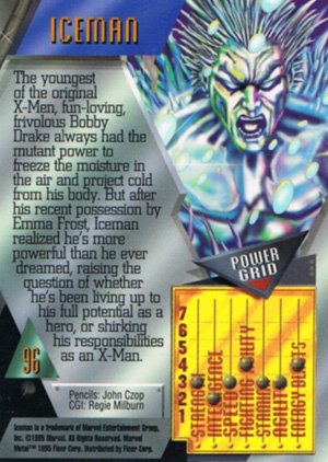 Fleer Marvel Metal Base Card 96 Iceman
