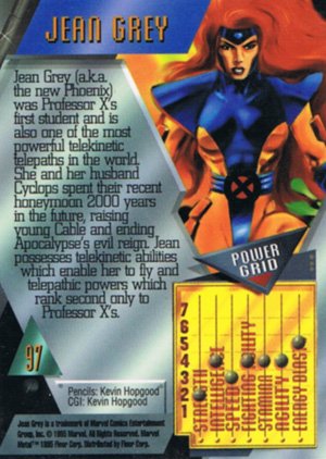 Fleer Marvel Metal Base Card 97 Jean Grey