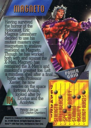 Fleer Marvel Metal Base Card 104 Magneto