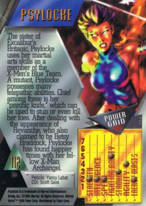 Fleer Marvel Metal Base Card 112 Psylocke