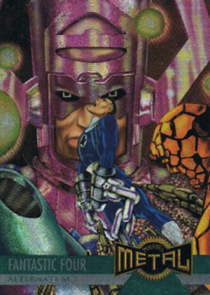 Fleer Marvel Metal Base Card 129 The Fantastic Four Lose the Trial of Galactus