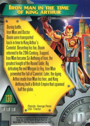 Fleer Marvel Metal Base Card 130 Iron Man in the Time of King Arthur