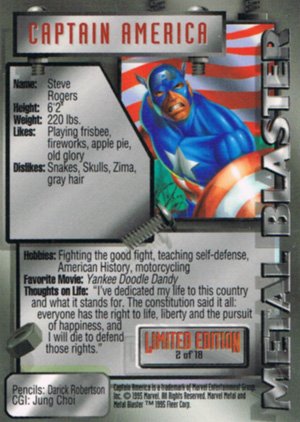 Fleer Marvel Metal Metal Blasters 2 Captain America