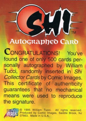 Comic Images Shi All Chromium   Autograph Card (William Tucci)