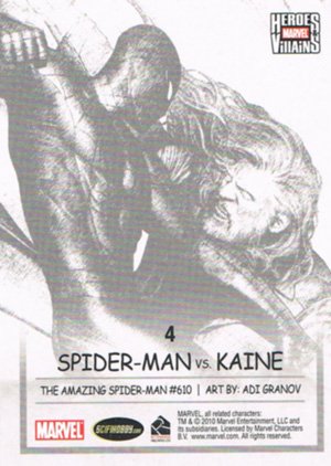 Rittenhouse Archives Marvel Heroes and Villains Base Card 4 Spider-Man vs. Kaine