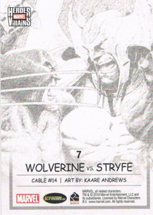 Rittenhouse Archives Marvel Heroes and Villains Base Card 7 Wolverine vs. Stryfe