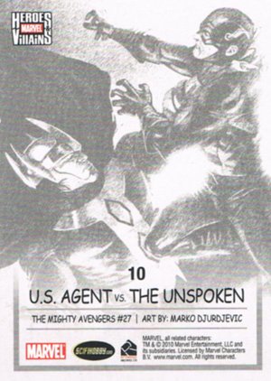 Rittenhouse Archives Marvel Heroes and Villains Base Card 10 U.S. Agent vs. The Unspoken