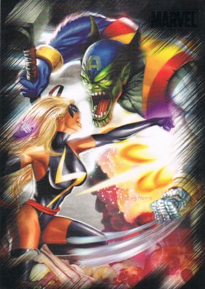 Rittenhouse Archives Marvel Heroes and Villains Base Card 11 Ms. Marvel vs. Skrull