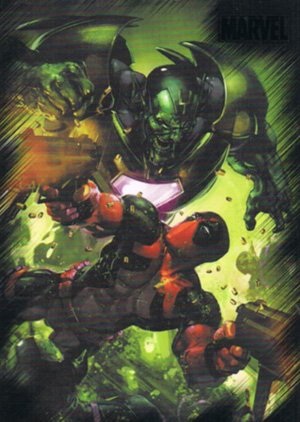 Rittenhouse Archives Marvel Heroes and Villains Base Card 13 Deadpool vs. Skrull