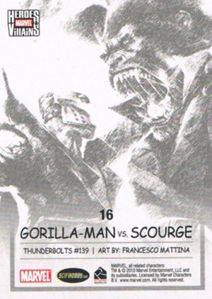 Rittenhouse Archives Marvel Heroes and Villains Base Card 16 Gorilla-Man vs. Scourge