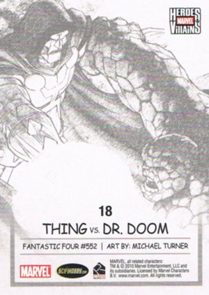 Rittenhouse Archives Marvel Heroes and Villains Base Card 18 Thing vs. Dr. Doom