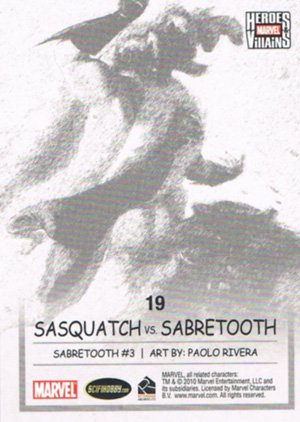 Rittenhouse Archives Marvel Heroes and Villains Base Card 19 Sasquatch vs. Sabretooth