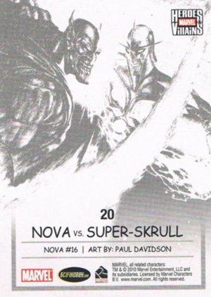 Rittenhouse Archives Marvel Heroes and Villains Base Card 20 Nova vs. Super-Skrull