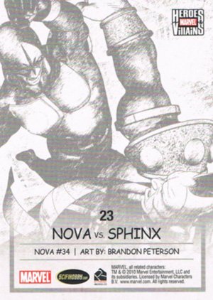 Rittenhouse Archives Marvel Heroes and Villains Base Card 23 Nova vs. Sphinx