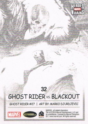 Rittenhouse Archives Marvel Heroes and Villains Base Card 32 Ghost Rider vs. Blackout