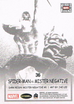 Rittenhouse Archives Marvel Heroes and Villains Base Card 36 Spider-Man vs. Mister Negative
