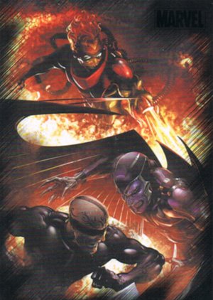 Rittenhouse Archives Marvel Heroes and Villains Base Card 37 ArchAngel & Vanisher vs. Pyro