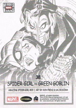 Rittenhouse Archives Marvel Heroes and Villains Base Card 38 Spider-Girl vs. Green Goblin