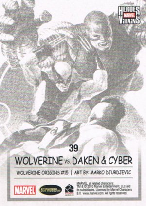 Rittenhouse Archives Marvel Heroes and Villains Base Card 39 Wolverine vs. Daken & Cyber