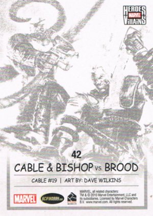 Rittenhouse Archives Marvel Heroes and Villains Base Card 42 Cable & Bishop vs. Brood