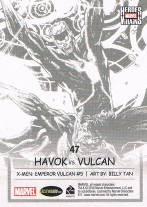 Rittenhouse Archives Marvel Heroes and Villains Base Card 47 Havok vs. Vulcan