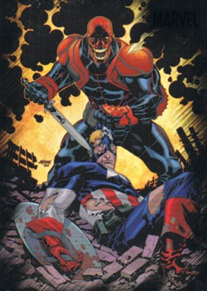 Rittenhouse Archives Marvel Heroes and Villains Base Card 50 Captain America vs. Red Skull
