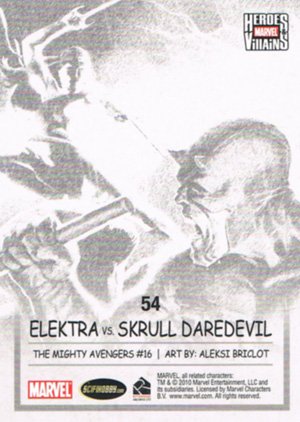 Rittenhouse Archives Marvel Heroes and Villains Base Card 54 Elektra vs. Skrull Daredevil