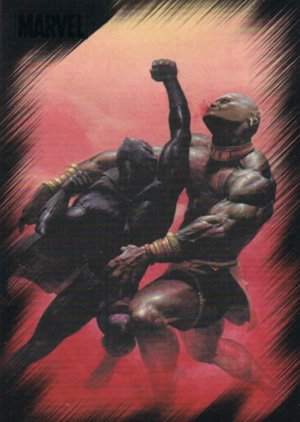 Rittenhouse Archives Marvel Heroes and Villains Base Card 56 Black Panther vs. Wakandan Tribesman