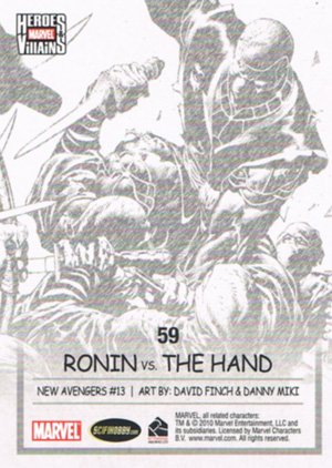 Rittenhouse Archives Marvel Heroes and Villains Base Card 59 Ronin vs. The Hand