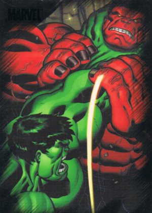 Rittenhouse Archives Marvel Heroes and Villains Base Card 64 Hulk vs. Red Hulk