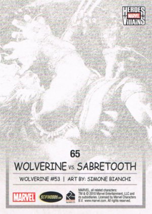 Rittenhouse Archives Marvel Heroes and Villains Base Card 65 Wolverine vs. Sabretooth