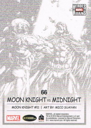 Rittenhouse Archives Marvel Heroes and Villains Base Card 66 Moon Knight vs. Midnight